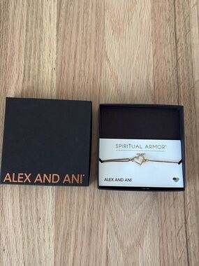 Alex and Ani Gold Heart Cord Bracelet - Gold and Brown